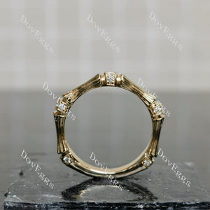 Beth's bamboo round moissanite/lab grown diamond wedding band-2.8mm band width