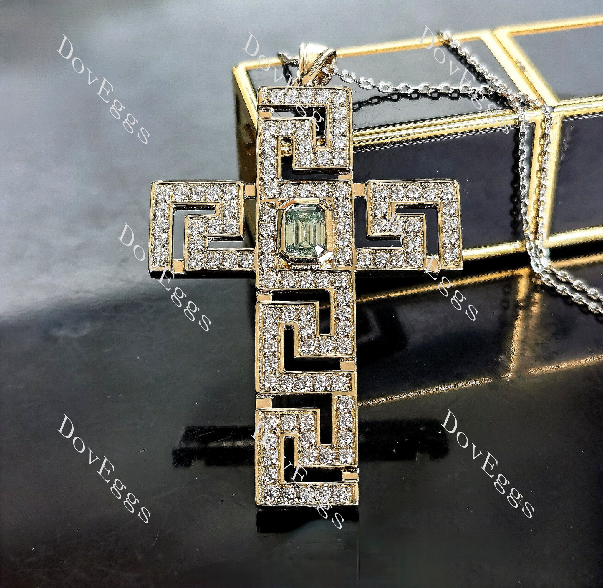 Cheo’s Cross 1ct emerald colored moissanite pendant Necklace (pendant only)