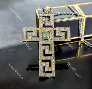 Cheo’s Cross 1ct emerald colored moissanite pendant Necklace (pendant only)