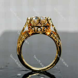 (size 6.5) Doveggs sterling silver plated with yellow gold 4ct round moissanite engagement ring