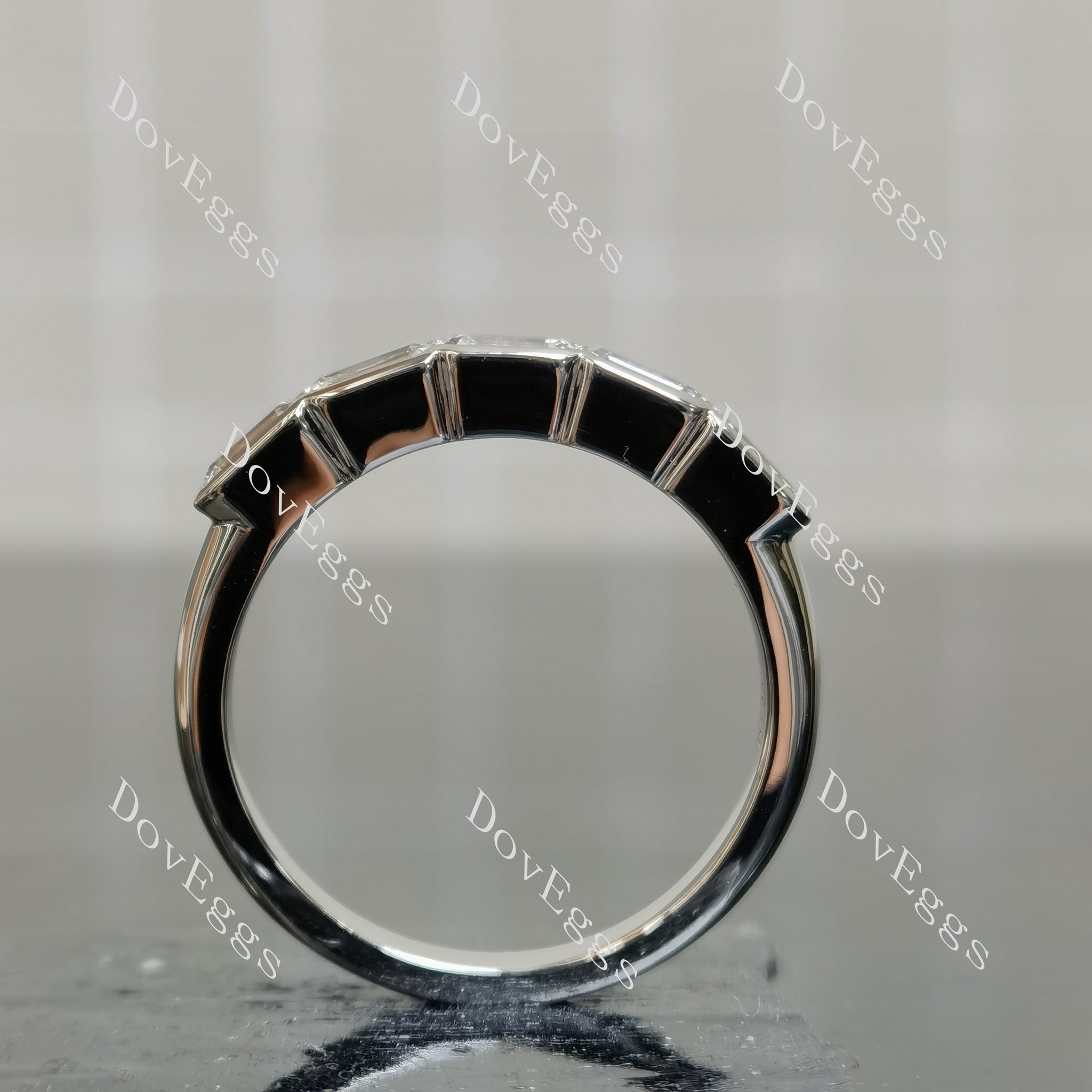Kat’s Fab Five Emerald Bezel moissanite/lab grown diamond wedding band-2.6mm band width