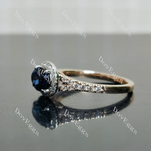 Doveggs oval halo colored gem engagement ring