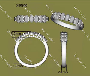 Doveggs oval eternity moissanite wedding band-2.4mm band width