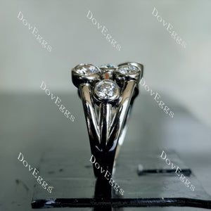 Doveggs round three row bezel moissanite/lab grown diamond wedding band-4.0mm band width