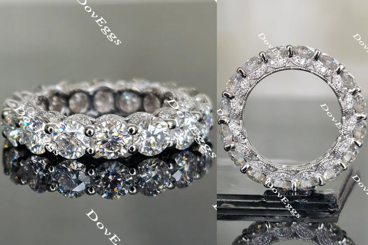 Doveggs round full eternity moissanite/lab grown diamond wedding band-4mm band width
