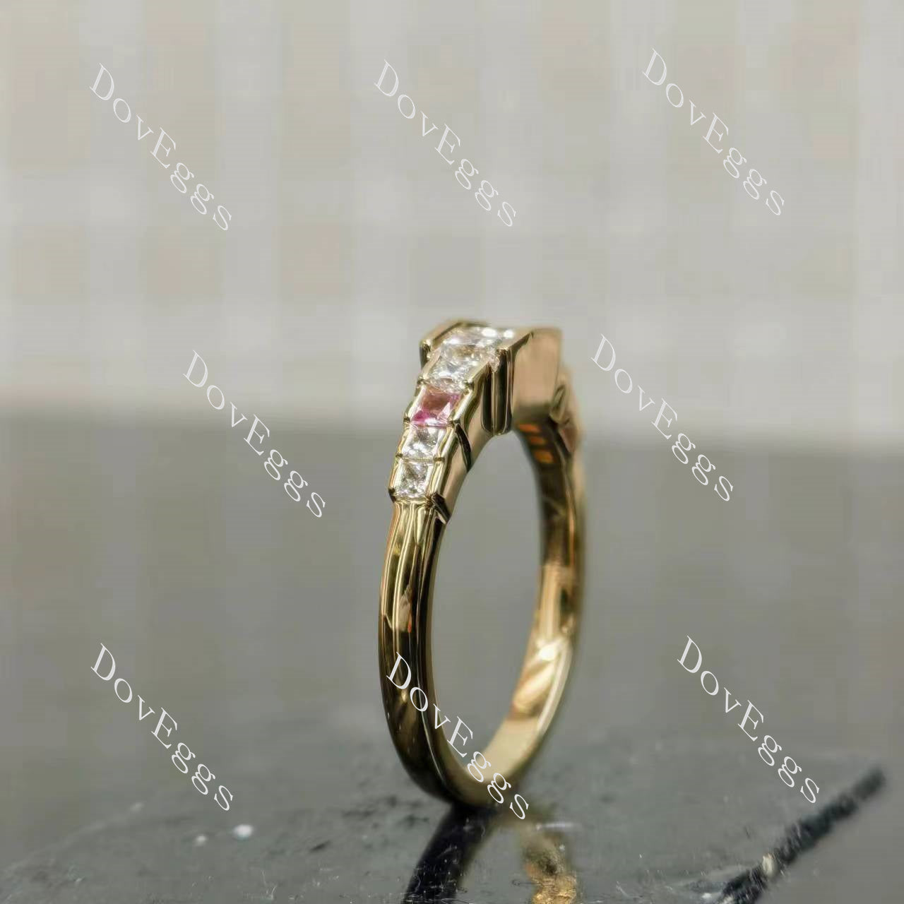 Doveggs Princess Bezel Side Stones Lab Grown Diamond Bridal Set (2 rings)