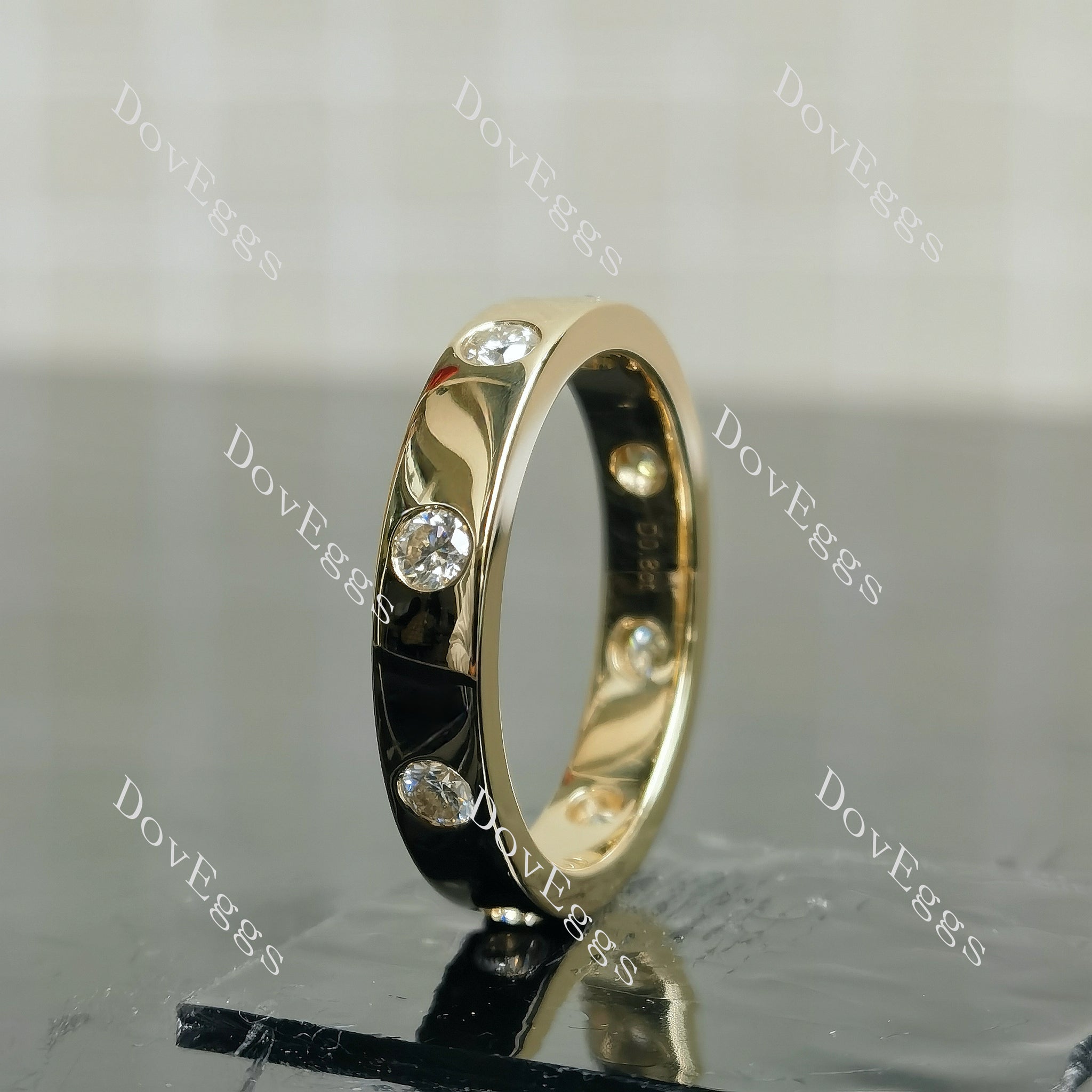 Doveggs round full eternity pave moissanite/lab grown diamond wedding band-4mm band width