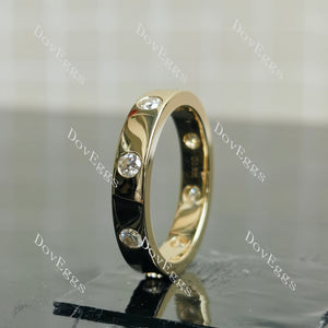 Doveggs round full eternity pave moissanite/lab grown diamond wedding band-4mm band width