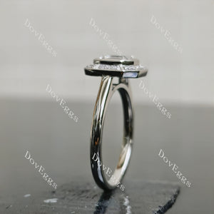 Doveggs Asscher Halo Bezel Lab Grown Diamond Engagement Ring