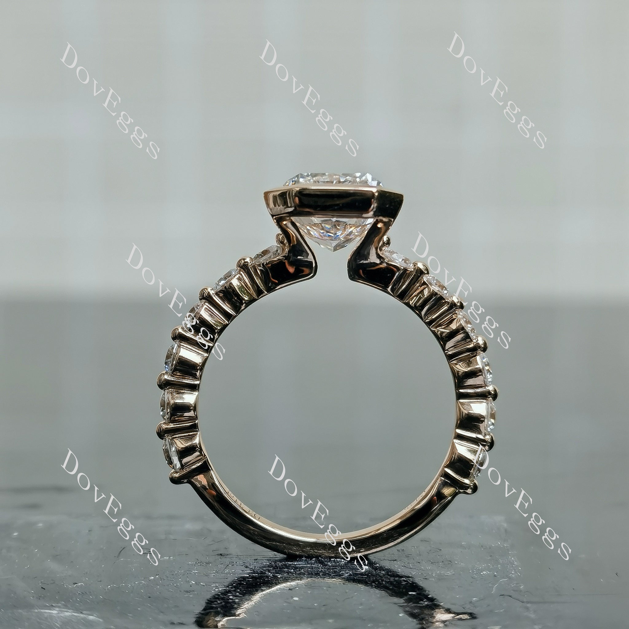 Doveggs Radiant Bezel Lab Grown Diamond Engagement Ring