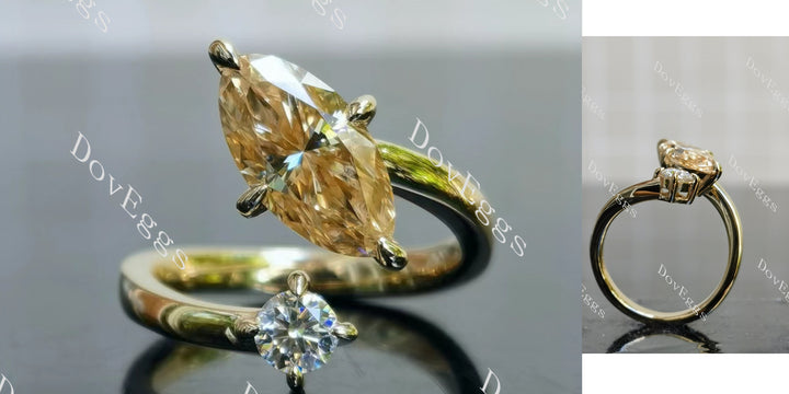 Marquise Modified H&A cut pave colored moissanite 
