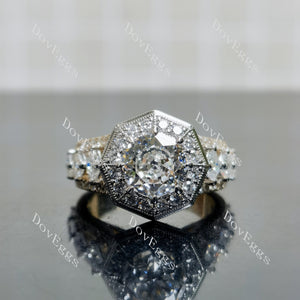 Doveggs Modified Octagon Halo 3/4 Eternity Lab Grown Diamond Engagement Ring