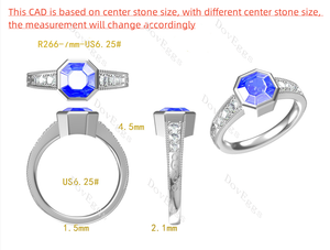 Doveggs octagon bezel pave twilight blue moissanite engagement ring