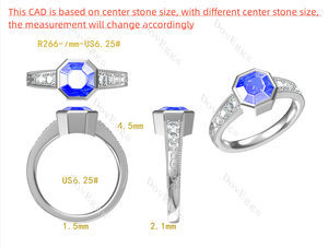 Doveggs octagon bezel pave moissanite engagement ring