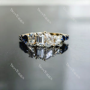 Doveggs art deco pave moissanite & colored gem wedding band-5.9mm band width