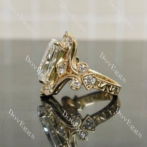 Radiant vintage art deco sparkle moissanite engagement ring | Doveggs