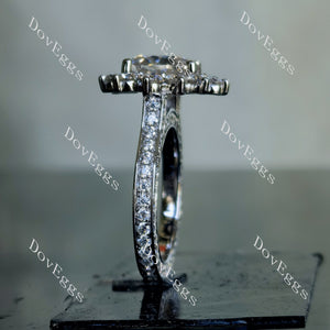 DovEggs heart halo full eternity pave moissanite ring