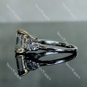 Doveggs emerald side stones moissanite engagement ring