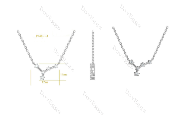 Doveggs round Zodiac Constellation moissanite/lab grown diamond pendant necklace