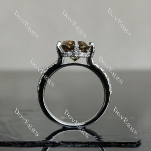 Doveggs 3ct Cushion Champagne moissnite 4.3cttw Moissanite Accents Sterling Silver Ring