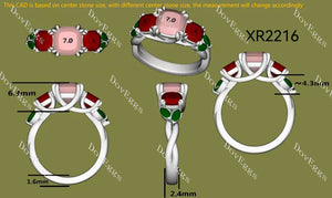 Doveggs art deco three stones engagement ring only semi-mount only(Exclusively to DovEggs Stones)