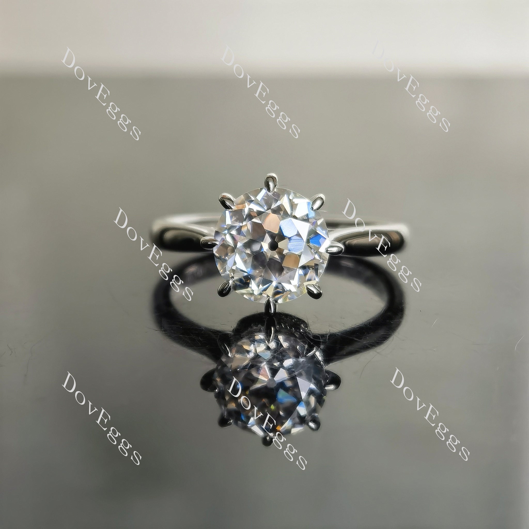 Doveggs round art deco moissanite engagement ring