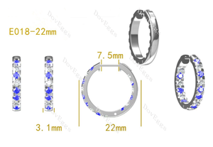 Doveggs round moissanite/lab grown diamond & colored gem earrings (around 22mm diameter)