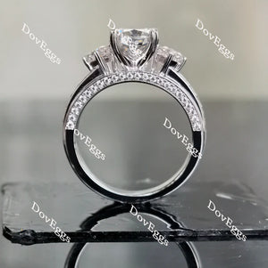 Doveggs side-stone half eternity engagement ring only semi-mount only(Exclusively to DovEggs Stones)