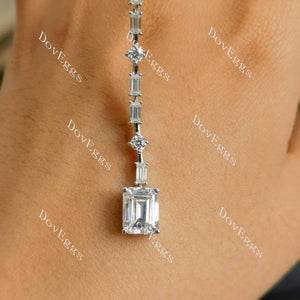 (18inch+4inch) Doveggs sterling silver emerald pear moissanite pendant necklace