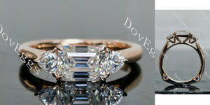 emerald pave three-stones moissanite 