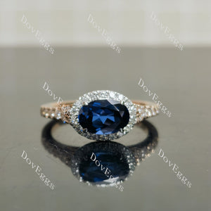 Doveggs oval halo colored gem engagement ring