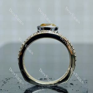 Doveggs Cushion Bezel Split Shanks Yellow Lab Grown Diamond Engagement Ring