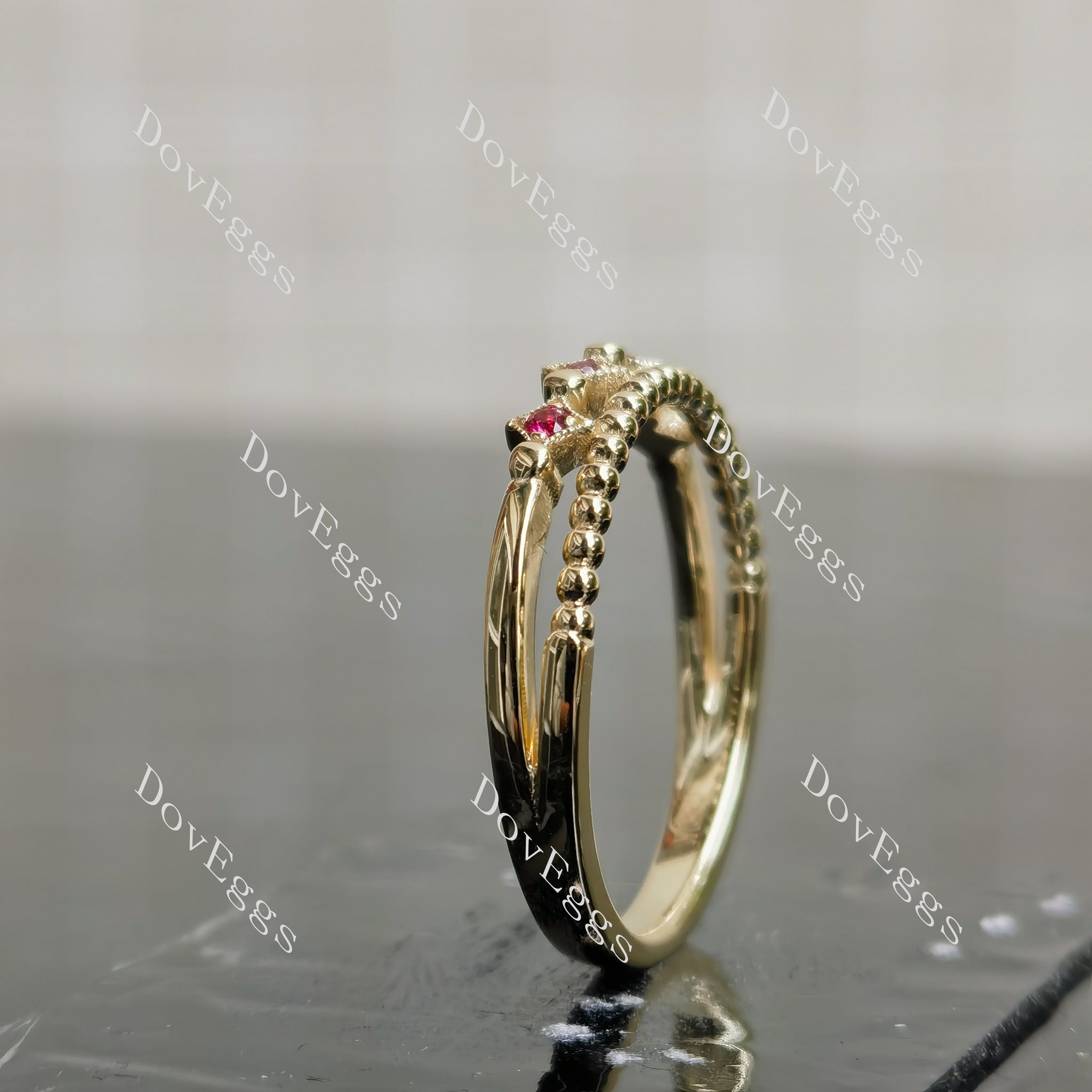 DovEggs art deco round colored gem/lab grown diamond wedding band-2.0mm band width