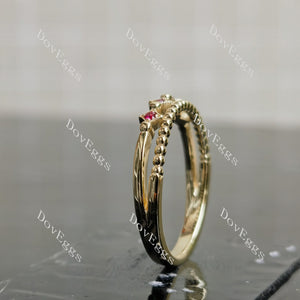 DovEggs art deco round colored gem/lab grown diamond wedding band-2.0mm band width