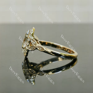 Doveggs Marquise Halo Side Stones Art Deco Lab Grown Diamond Engagement Ring