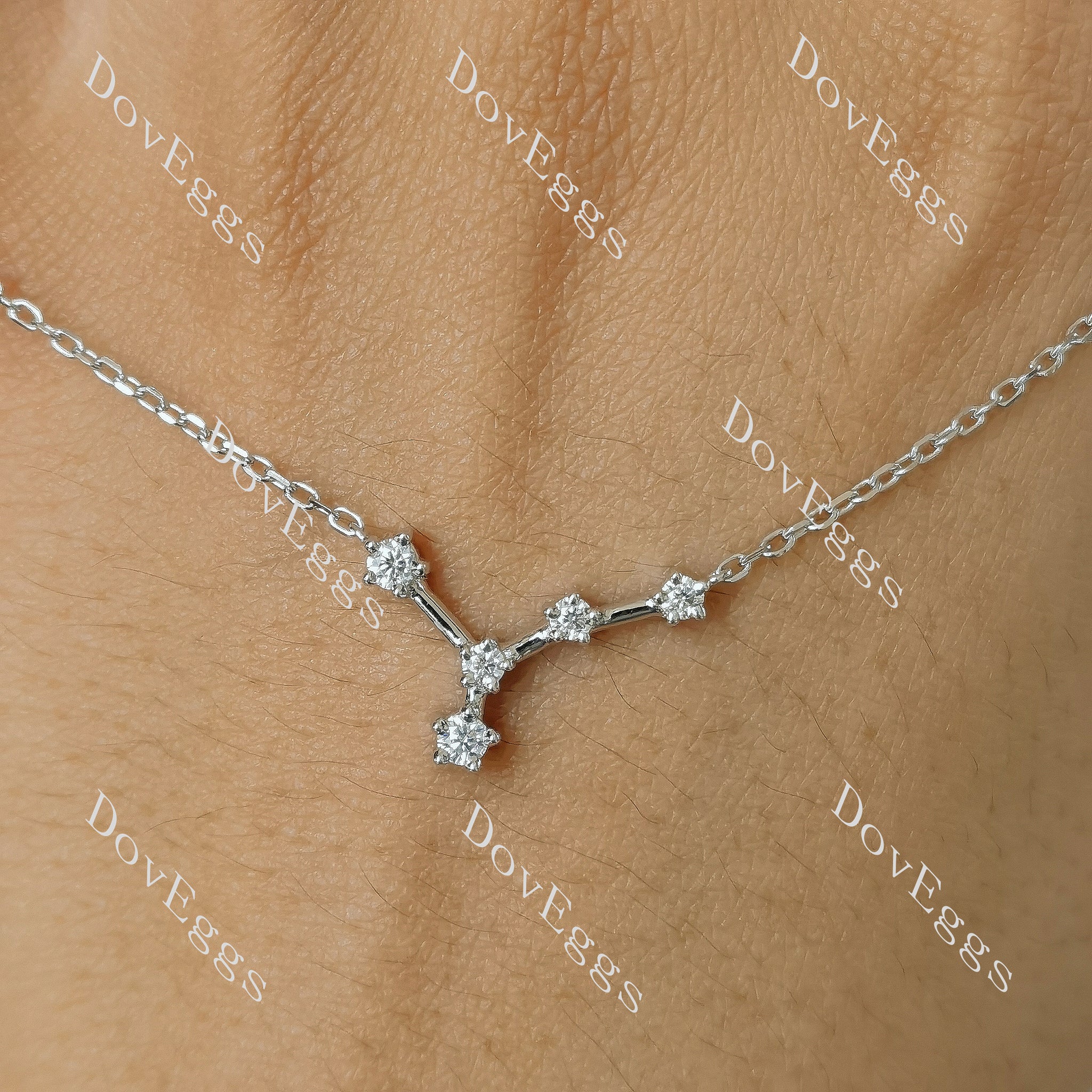 Doveggs round Zodiac Constellation moissanite/lab grown diamond pendant necklace