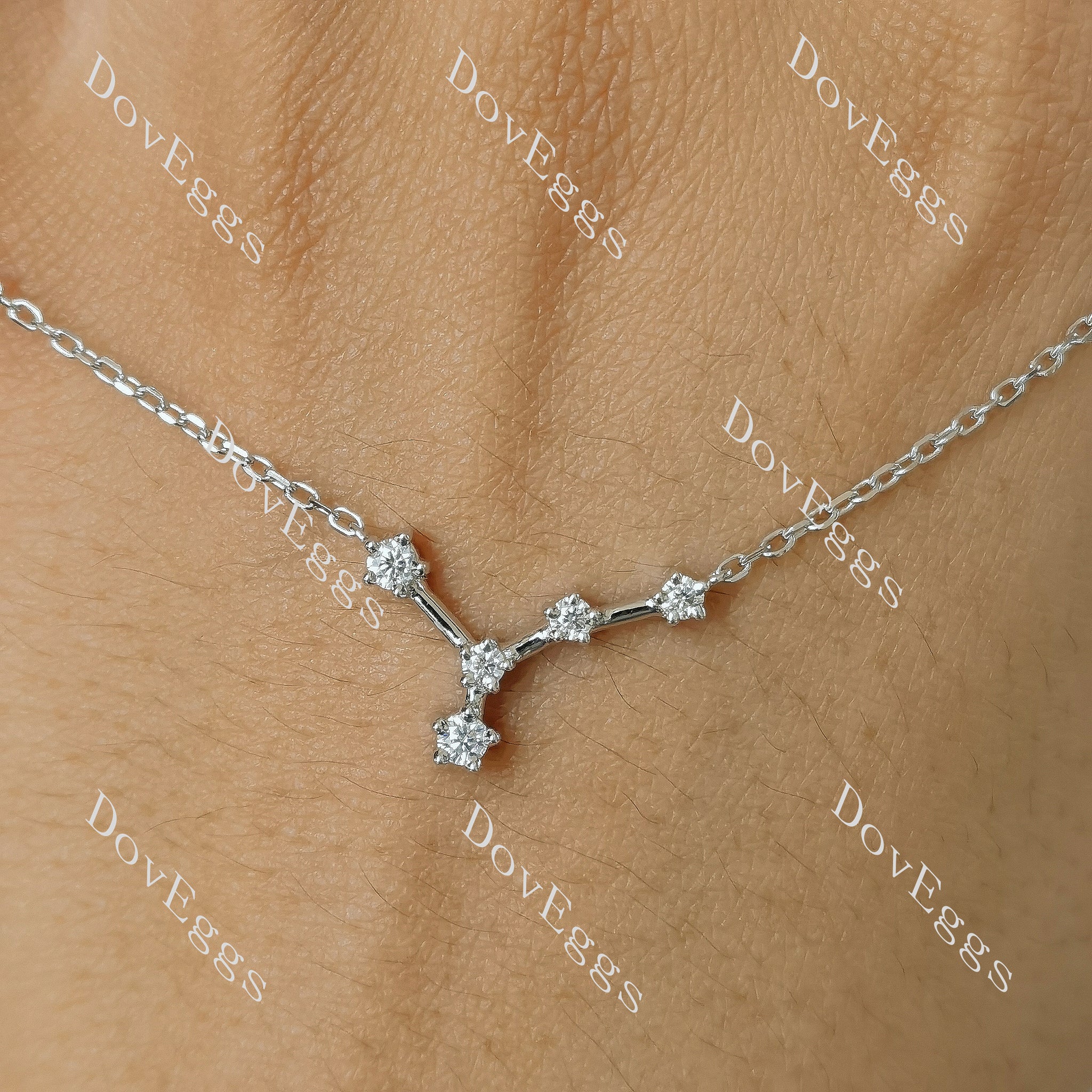 Doveggs round Zodiac Constellation moissanite pendant necklace