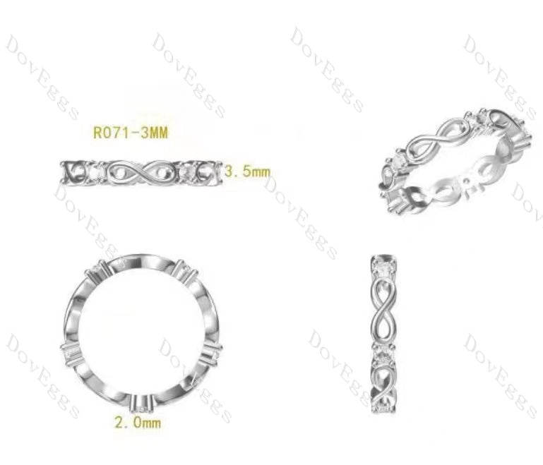 Doveggs round bezel full eternity and infinity symbols colored gem wedding band-3.5mm band width