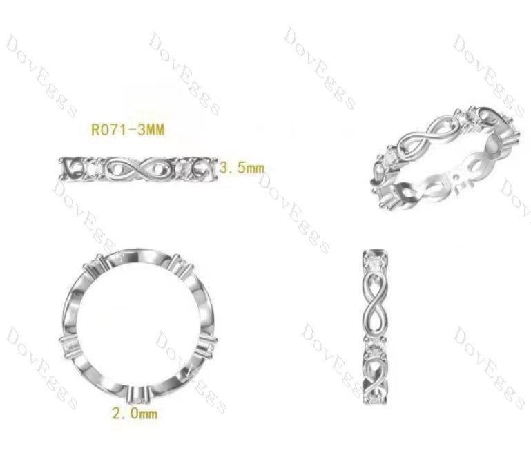 Doveggs round full eternity and infinity symbols moissanite wedding band-3.5mm band width