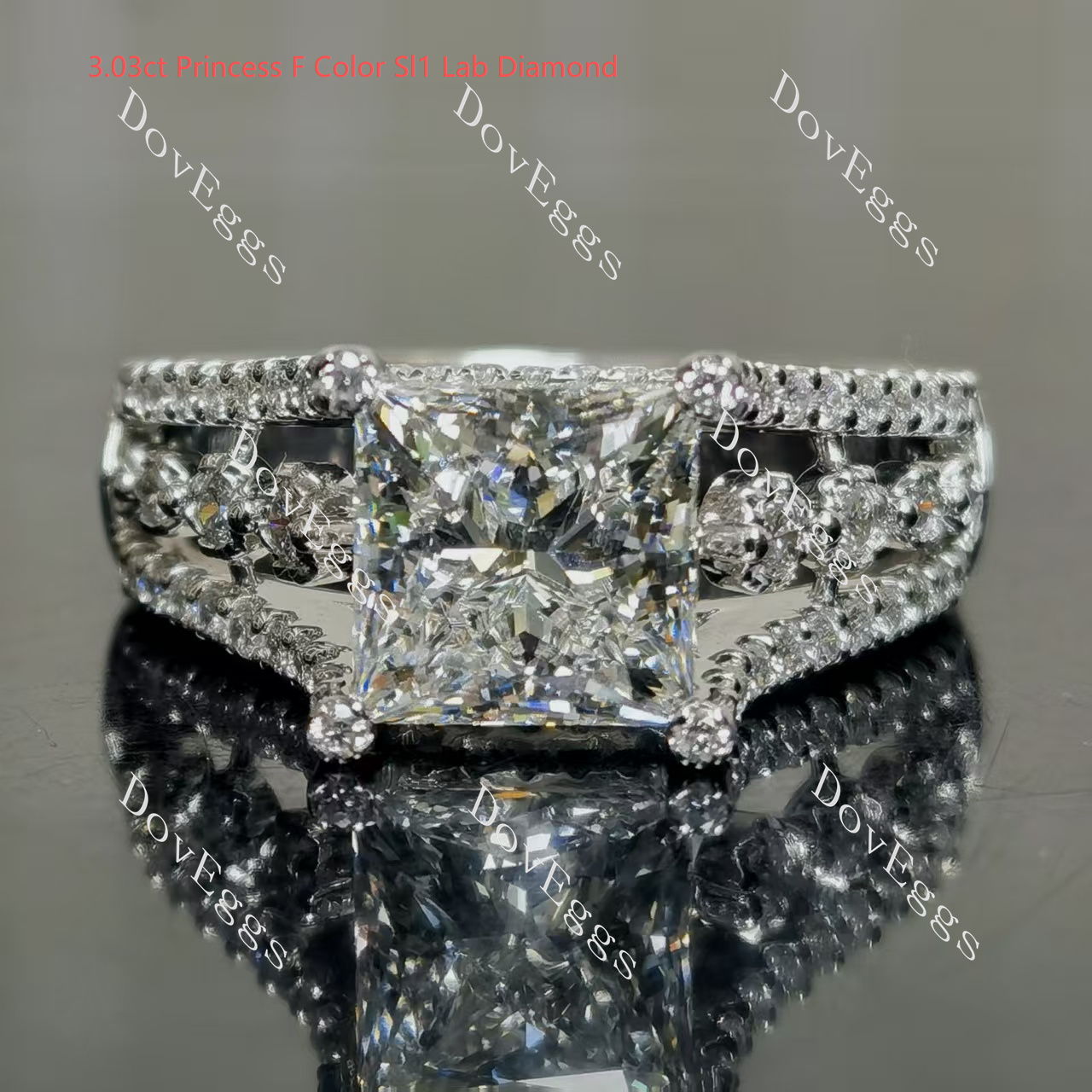 Kaleidoscope Octagon pave vintage moissanite engagement ring | DovEggs