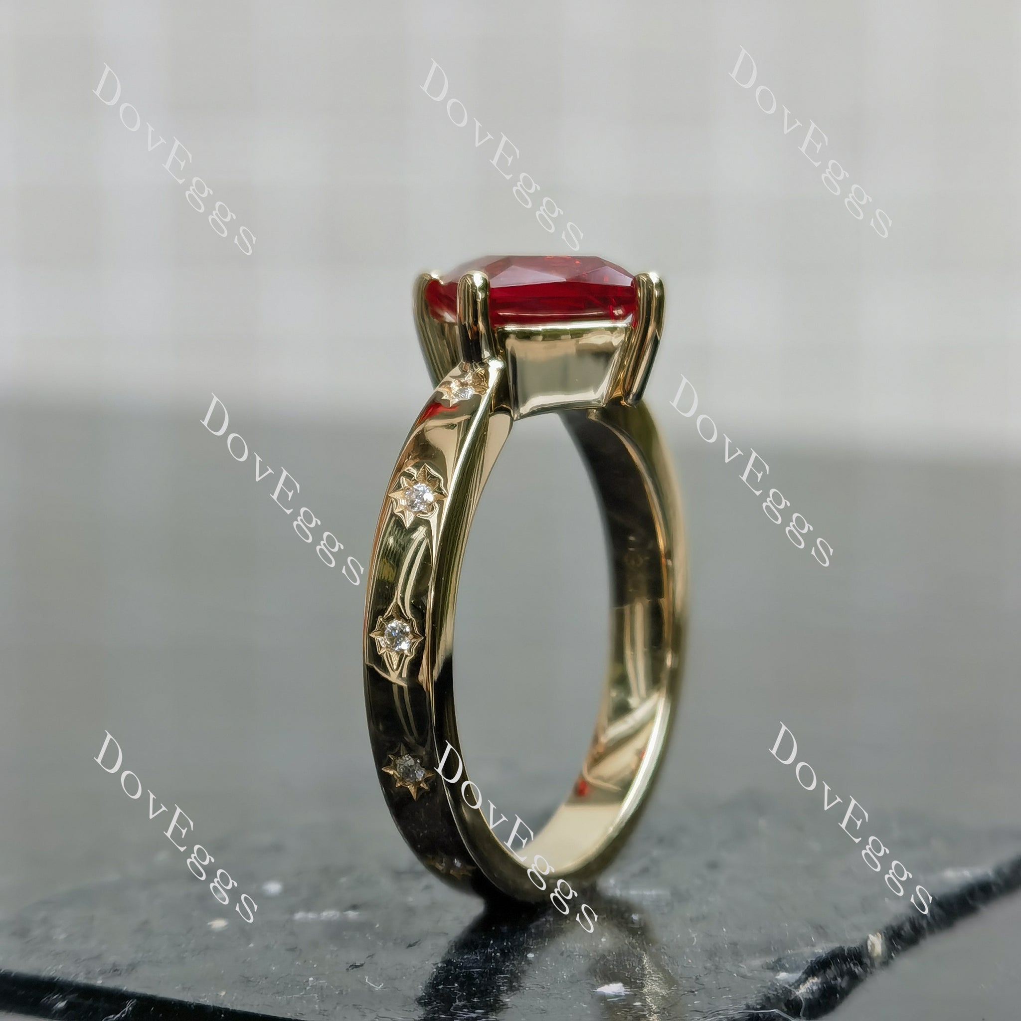 Doveggs princess star loop colored gem engagement ring