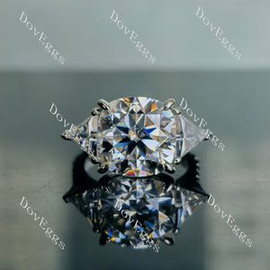 Doveggs cushion three stones pave moissanite engagement ring