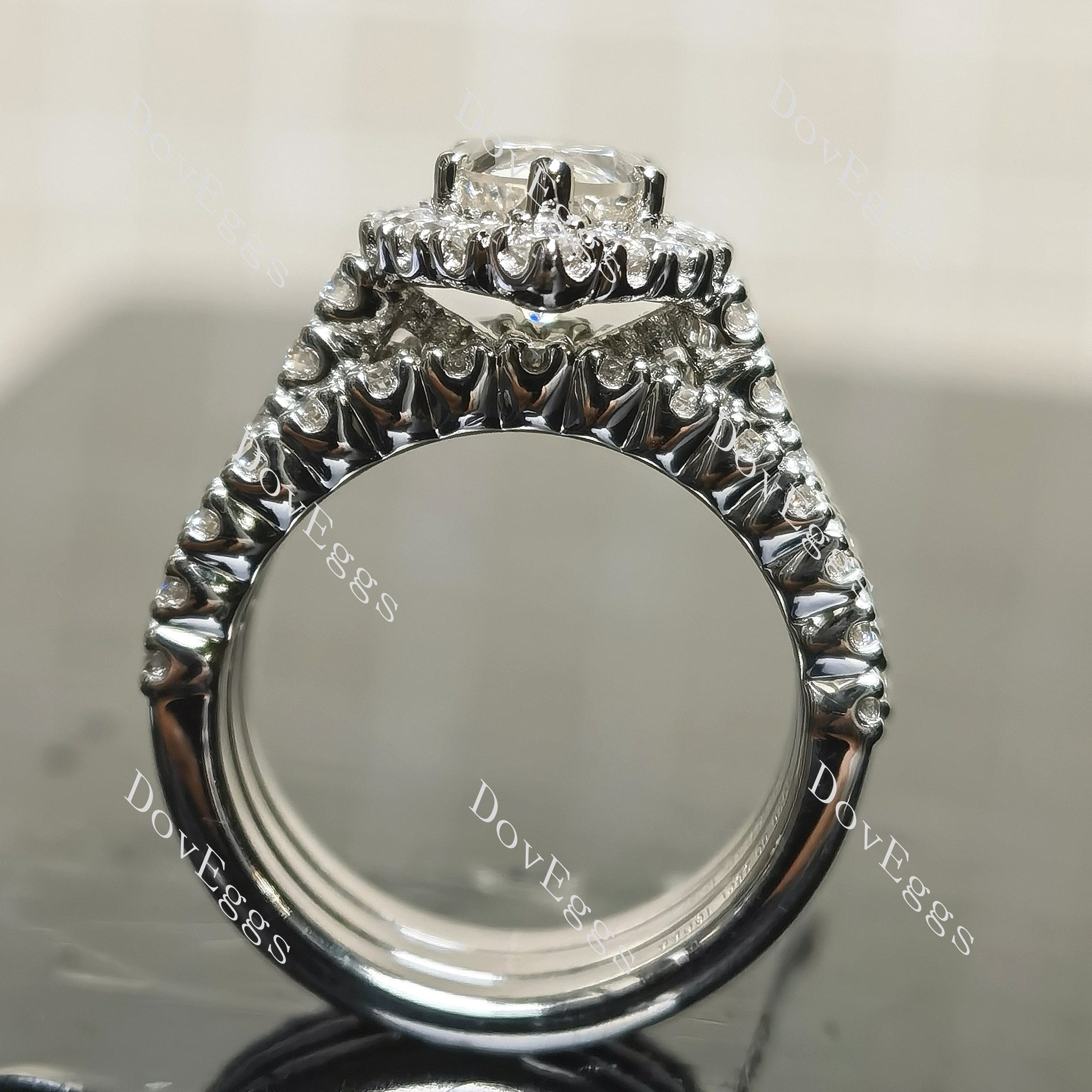 (size 5) Doveggs sterling silver 2ct pear moissanite bridal set(3 rings)