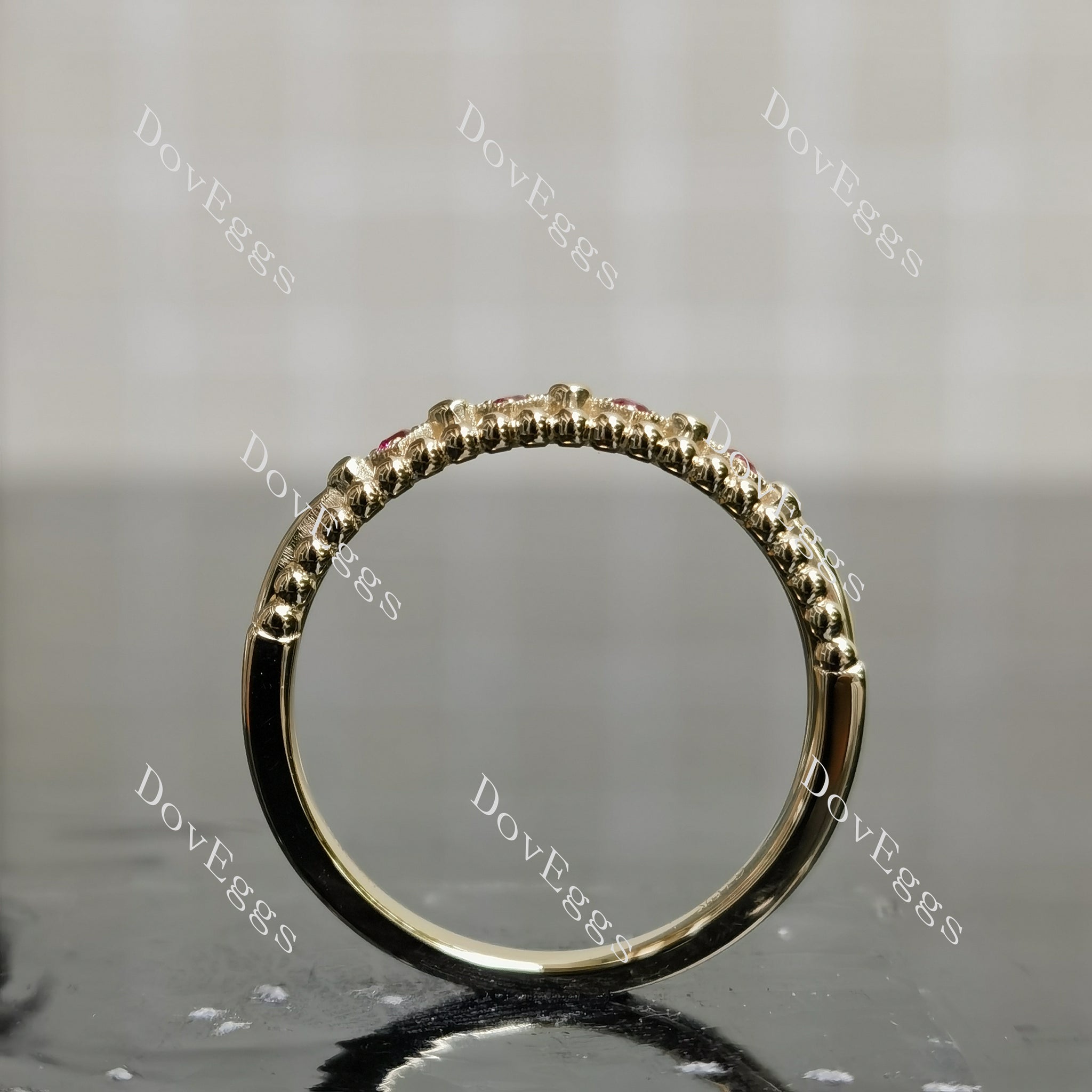 DovEggs art deco round colored gem/lab grown diamond wedding band-2.0mm band width