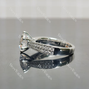 Doveggs Round Pave Half Eternity Lab Grown Diamond Engagement Ring