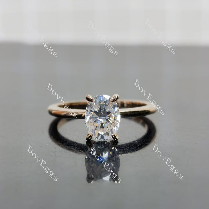 (size 7) Doveggs sterling silver plated with rose gold 1.5ct oval crushed ice cut moissanite engagement ring