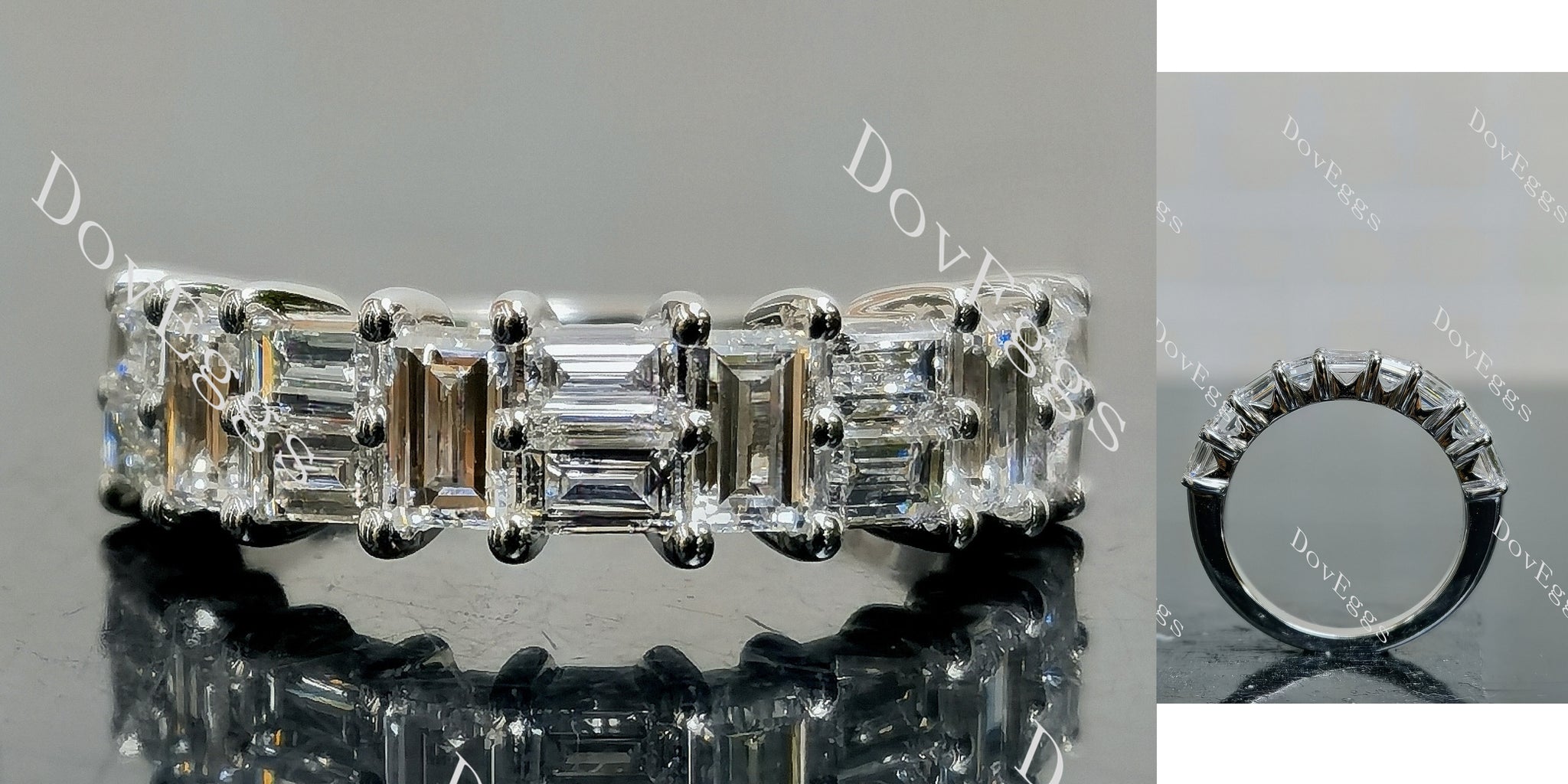 baguette pave moissanite/ lab grown diamond accents