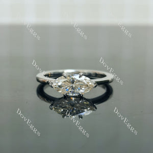 Doveggs Marquise Modified H&A cut pave solitaire moissanite engagement ring