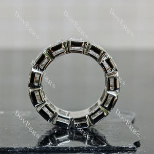 Doveggs radiant full eternity bezel moissanite/lab grown diamond accents wedding band-6.4mm band width