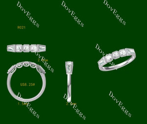 Doveggs asscher five-stone bezel moissanite wedding band-2.0mm band width
